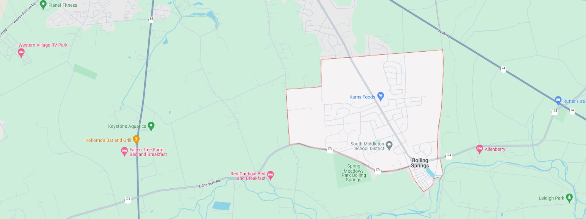 We Buy Houses Fast Boiling Springs, PA banner of downtown Boiling Springs for PA Home Solutions