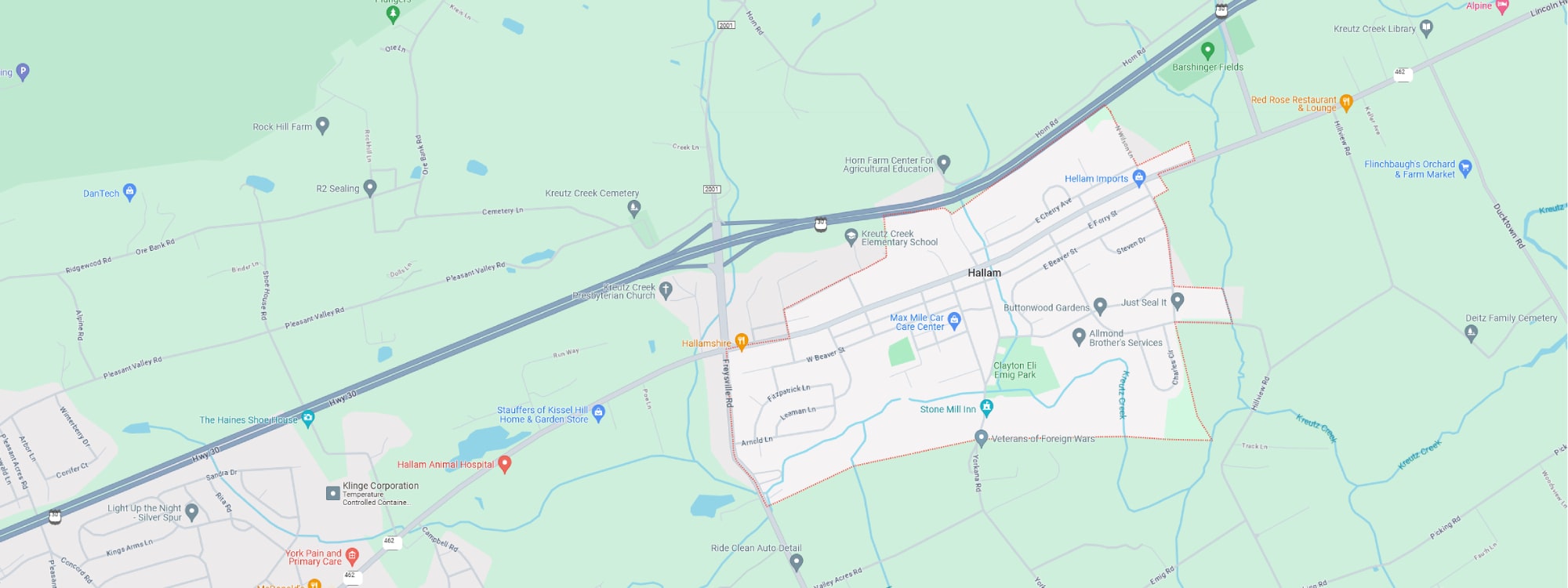 We Buy Houses Fast Hallam, PA banner of downtown Hallam for PA Home Solutions