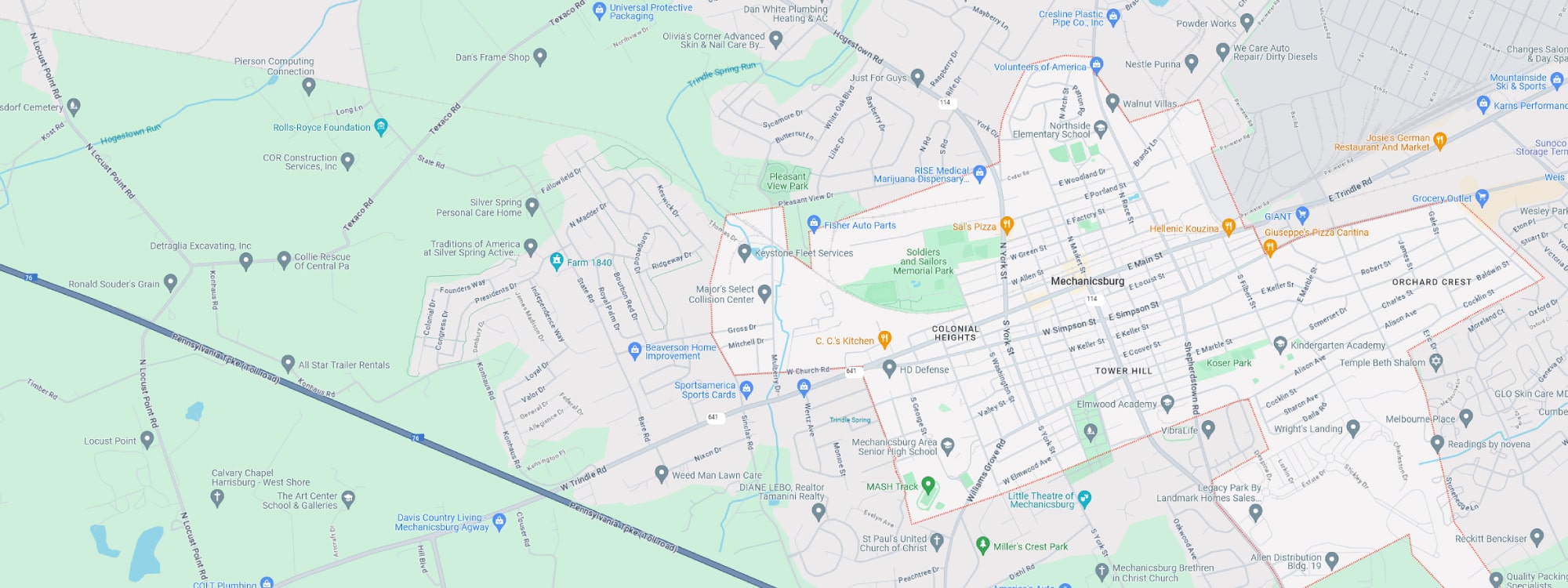 We Buy Houses Fast Mechanicsburg, PA banner of downtown Mechanicsburg for PA Home Solutions