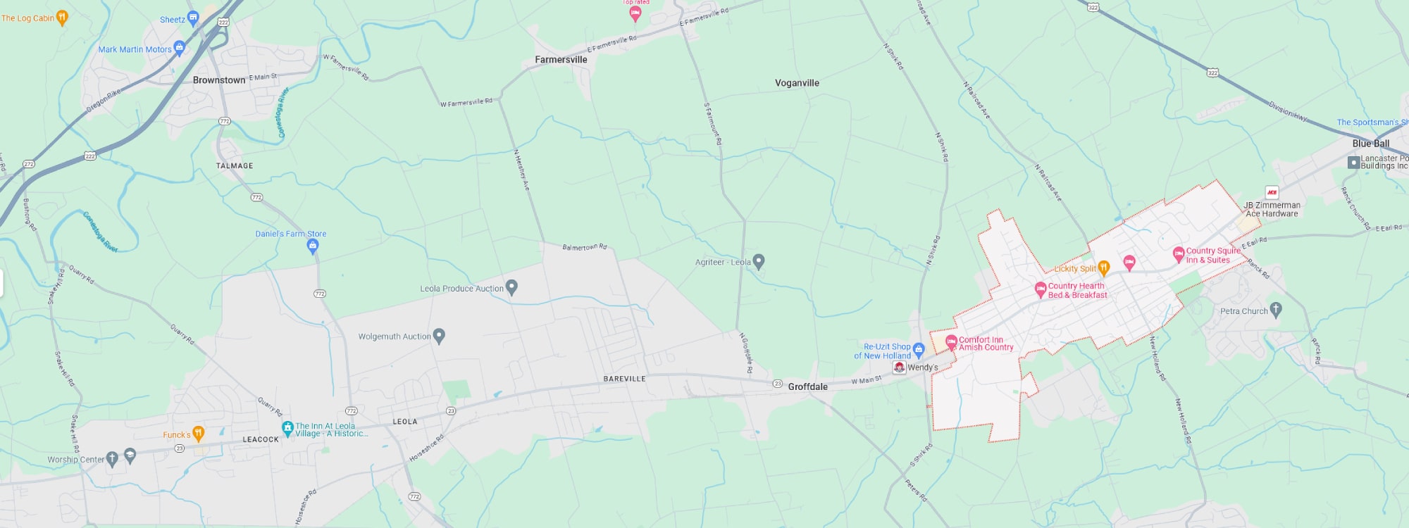 We Buy Houses Fast New Holland, PA banner of map of New Holland for PA Home Solutions