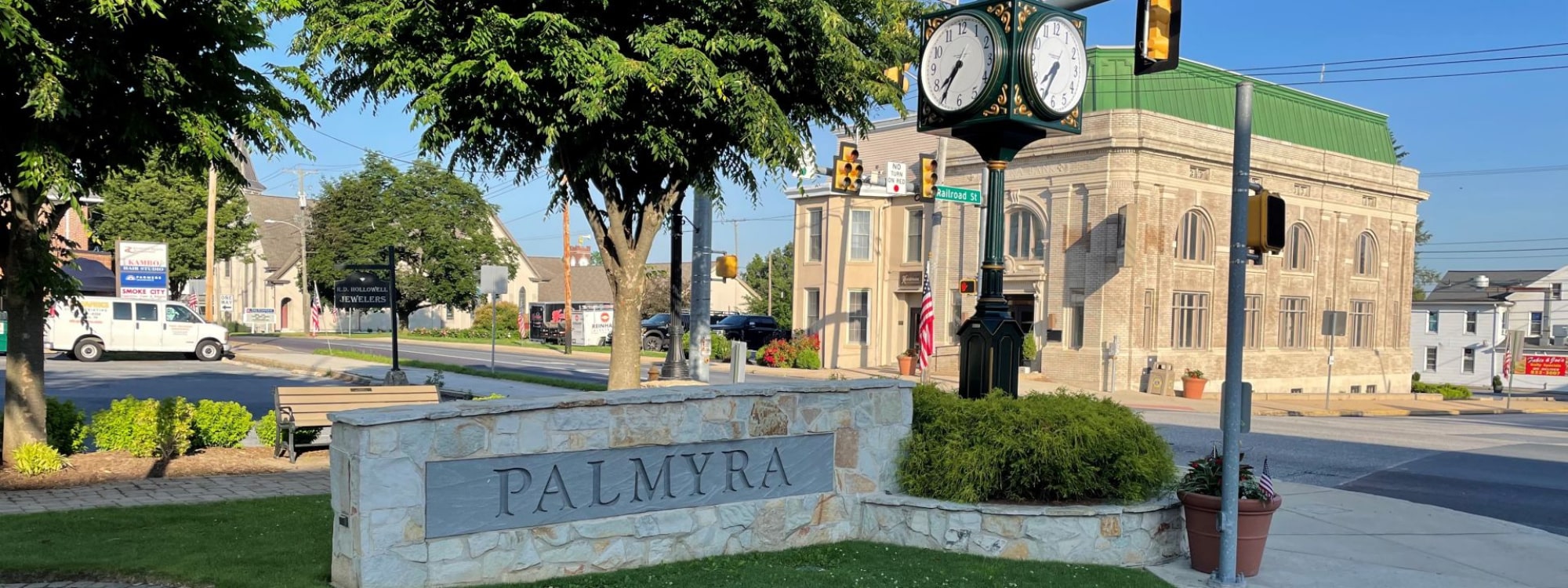 We Buy Houses Fast Palmyra, PA banner of downtown Palmyra for PA Home Solutions