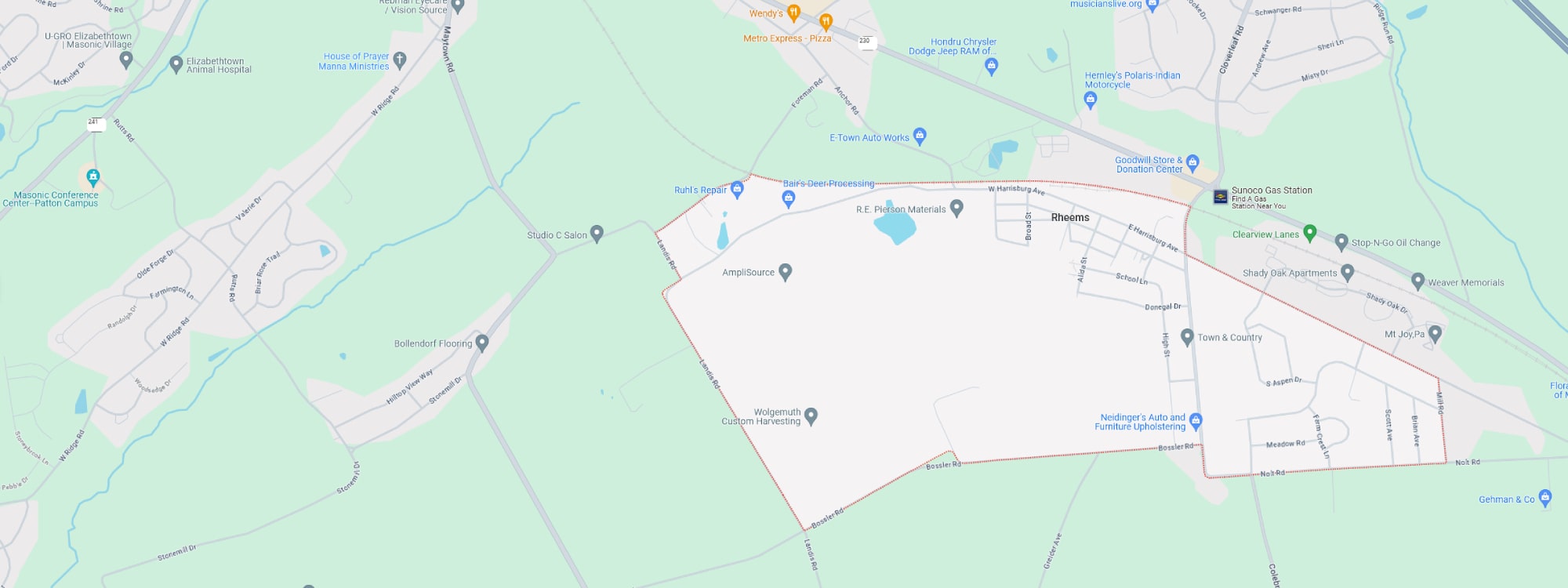 We Buy Houses Fast Rheems, PA banner of downtown Rheems for PA Home Solutions