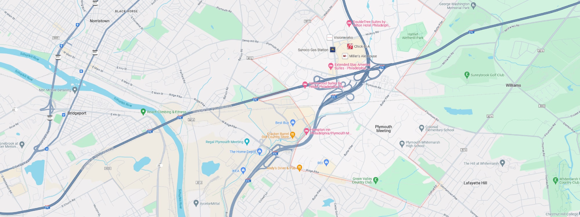 We Buy Houses Fast Plymouth Meeting, PA banner of downtown Plymouth Meeting for PA Home Solutions