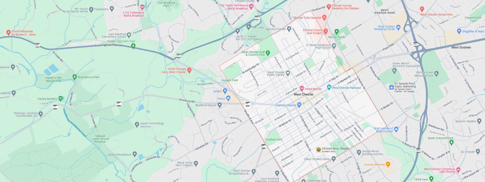 We Buy Houses Fast West Chester, PA banner of downtown West Chester for PA Home Solutions