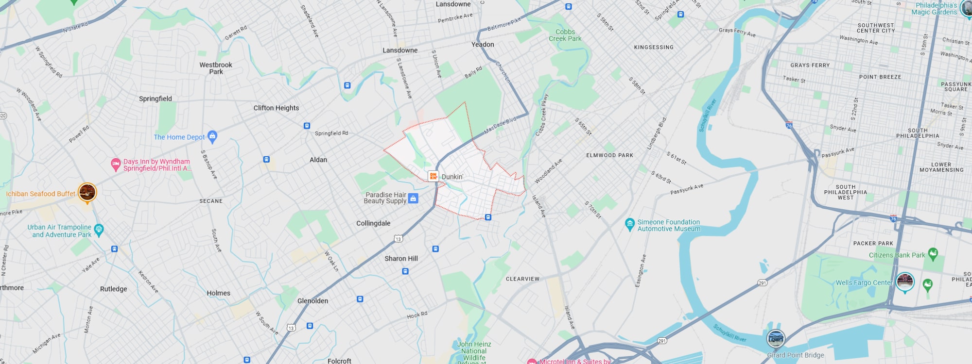 We Buy Houses Fast Darby, PA banner of downtown Darby for PA Home Solutions