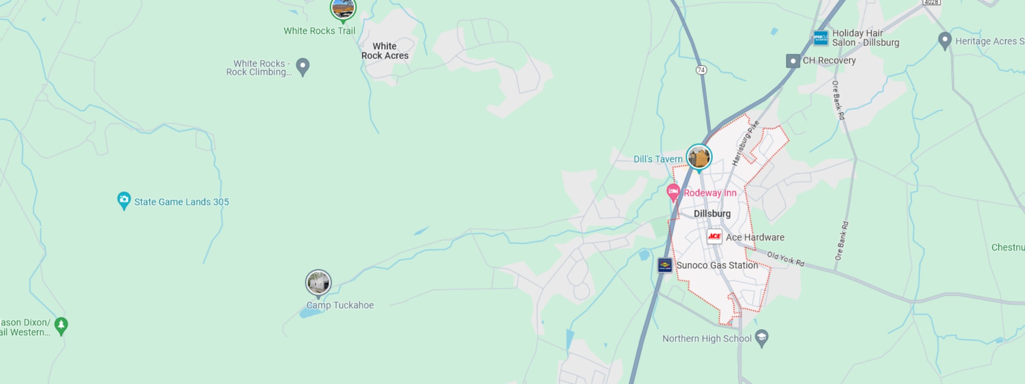 We Buy Houses Fast Dillsburg, PA banner of downtown Dillsburg for PA Home Solutions