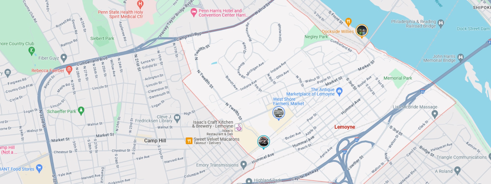 We Buy Houses Fast Lemoyne, PA banner of downtown Lemoyne for PA Home Solutions