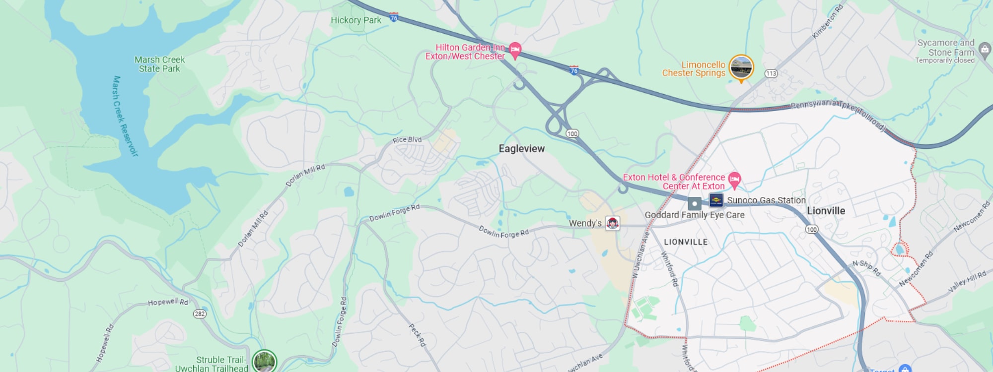 We Buy Houses Fast Lionville, PA banner of downtown Lionville for PA Home Solutions